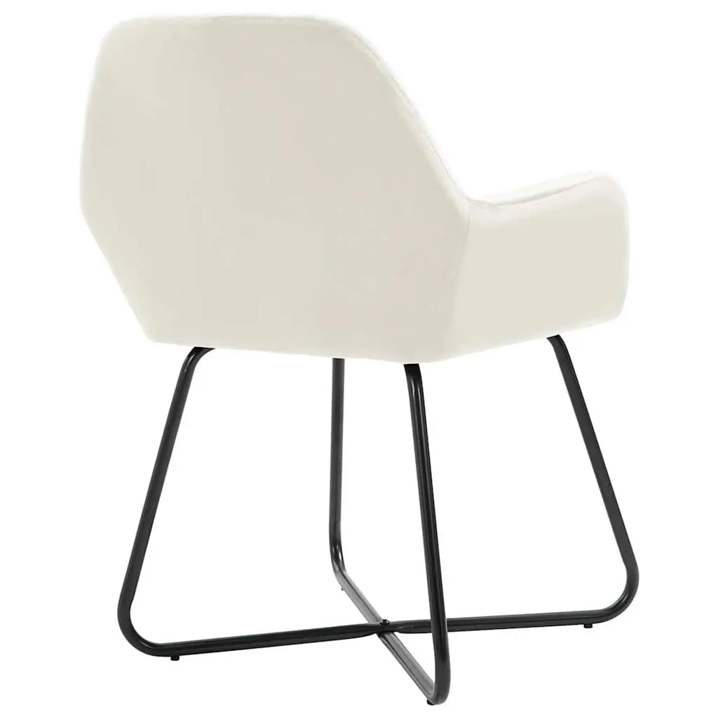 Dining Chairs Cream Velvet 2 Piece Armrest Backrest Steel Legs
