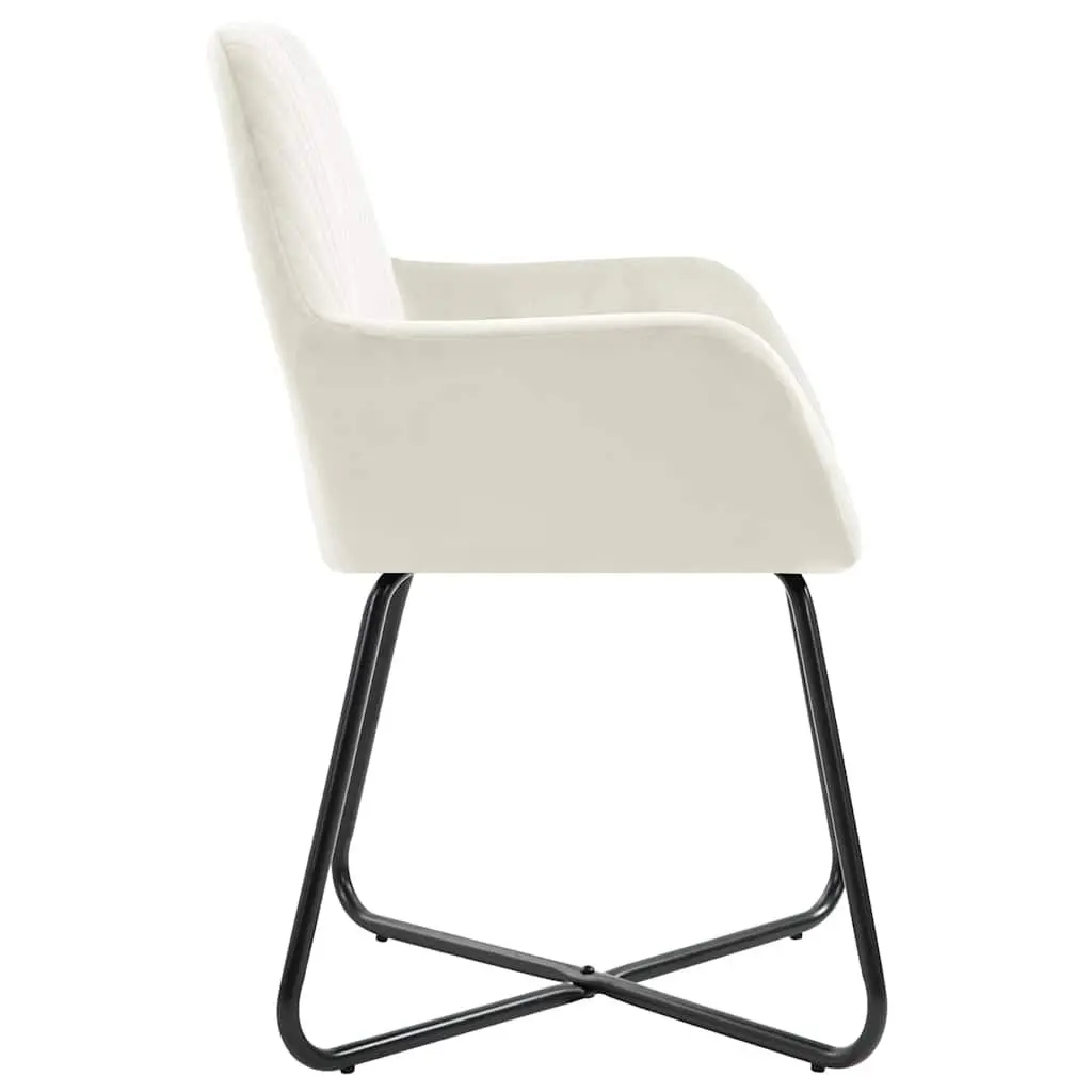 Dining Chairs Cream Velvet 2 Piece Armrest Backrest Steel Legs