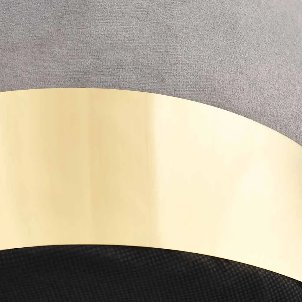 Light Grey Velvet Barrel Stool with Gold Base