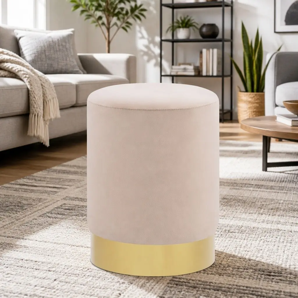 Barrel Stool Velvet Upholstered Side Table