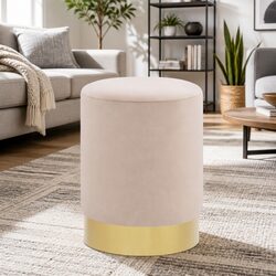 Elegant Barrel Stool Velvet Upholstered Side Table