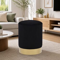 Black Velvet Barrel Stool for Living Spaces
