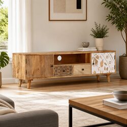 Warm Brown Solid Mango Wood TV Cabinet 140x30x40 cm