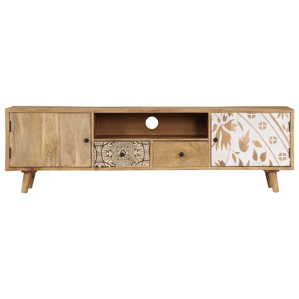 Solid Mango Wood Lowboard TV Cabinet 140x30x40 cm Brown Storage Unit