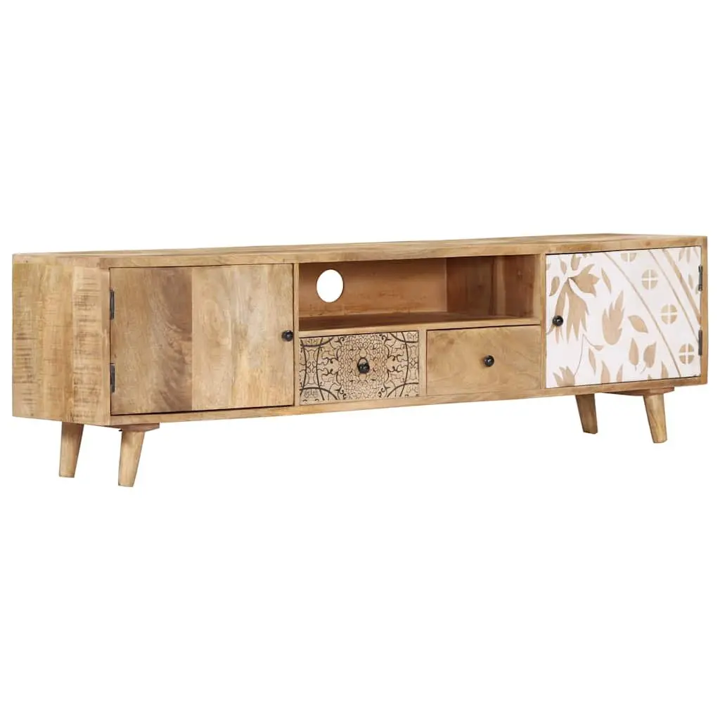 Solid Mango Wood Lowboard TV Cabinet 140x30x40 cm Brown Storage Unit