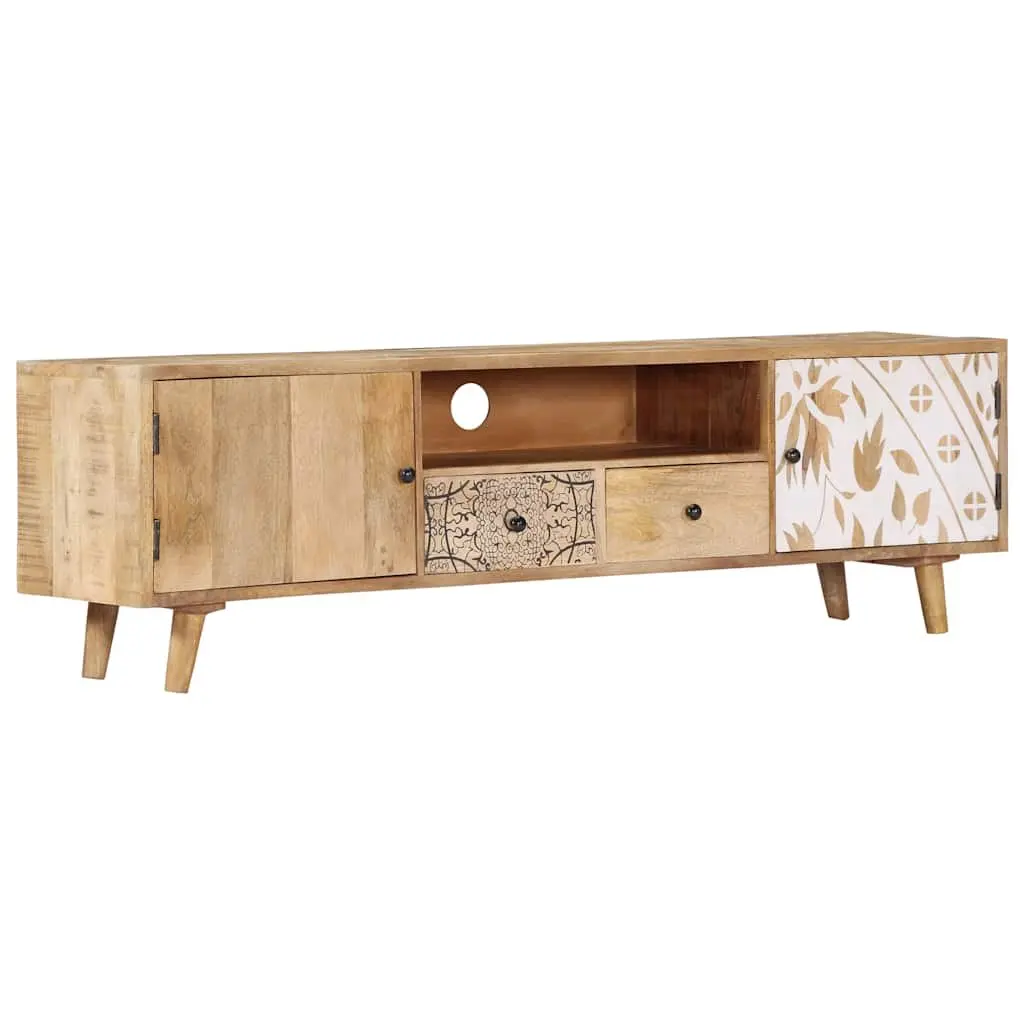 Solid Mango Wood Lowboard TV Cabinet 140x30x40 cm Brown Storage Unit