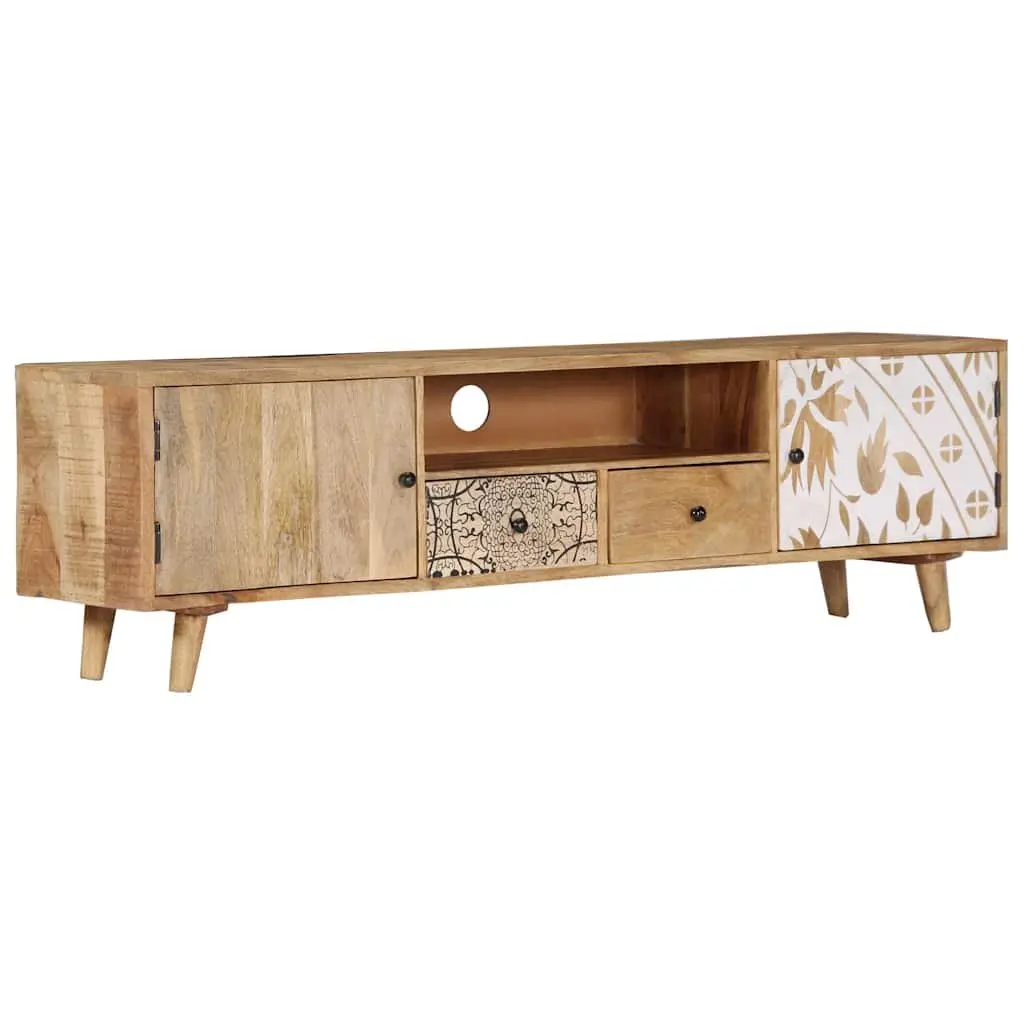 Solid Mango Wood Lowboard TV Cabinet 140x30x40 cm Brown Storage Unit