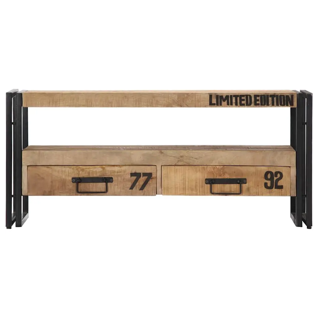Solid Mango Wood TV Stand Storage Unit with Drawers 100cm x 30cm x 45cm Brown