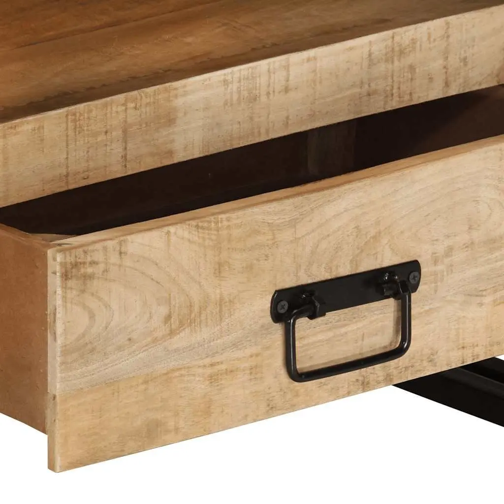 Solid Mango Wood TV Stand Storage Unit with Drawers 100cm x 30cm x 45cm Brown