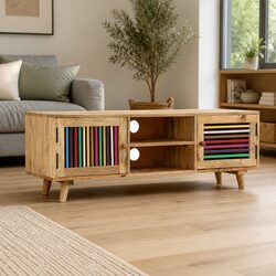 Solid Mango Wood TV Cabinet 120x30x40cm for Storage