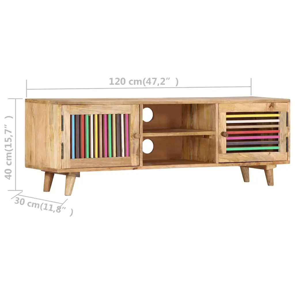 Solid Mango Wood TV Cabinet 120x30x40cm for Storage
