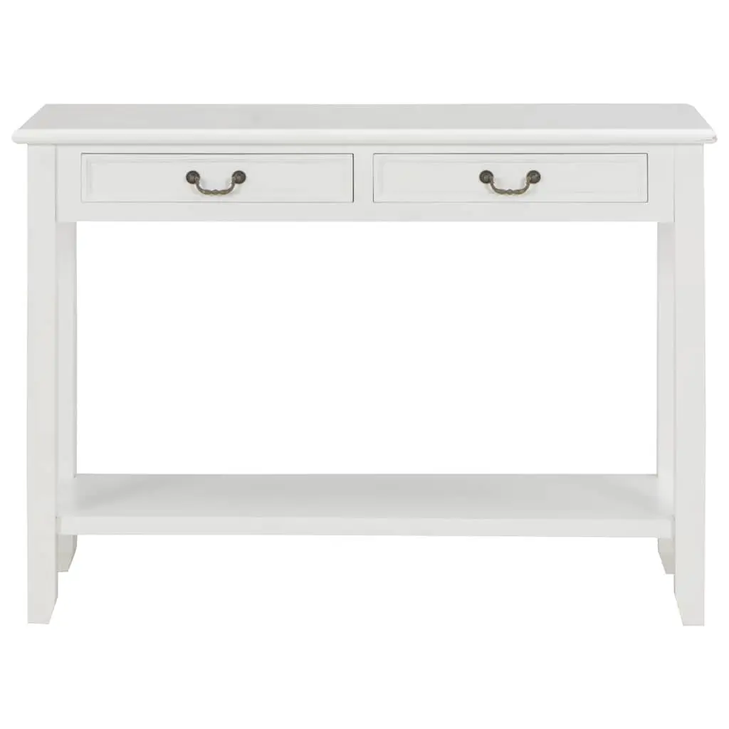 White Wooden Console Table with Drawers