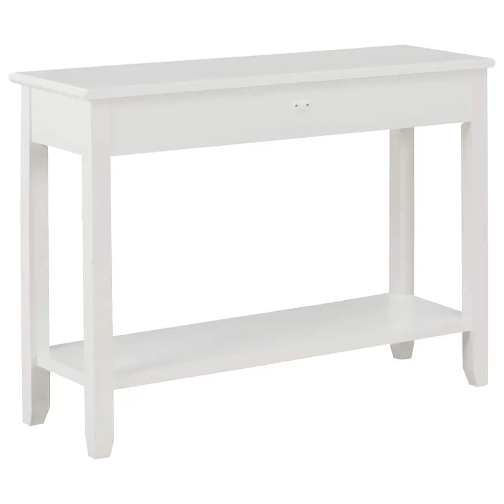 White Wooden Console Table with Drawers