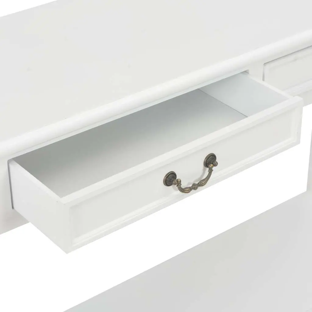 White Wooden Console Table with Drawers