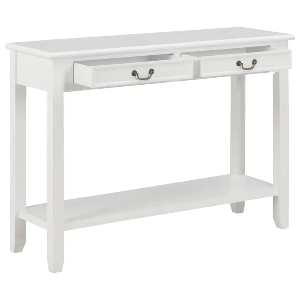 White Wooden Console Table with Drawers