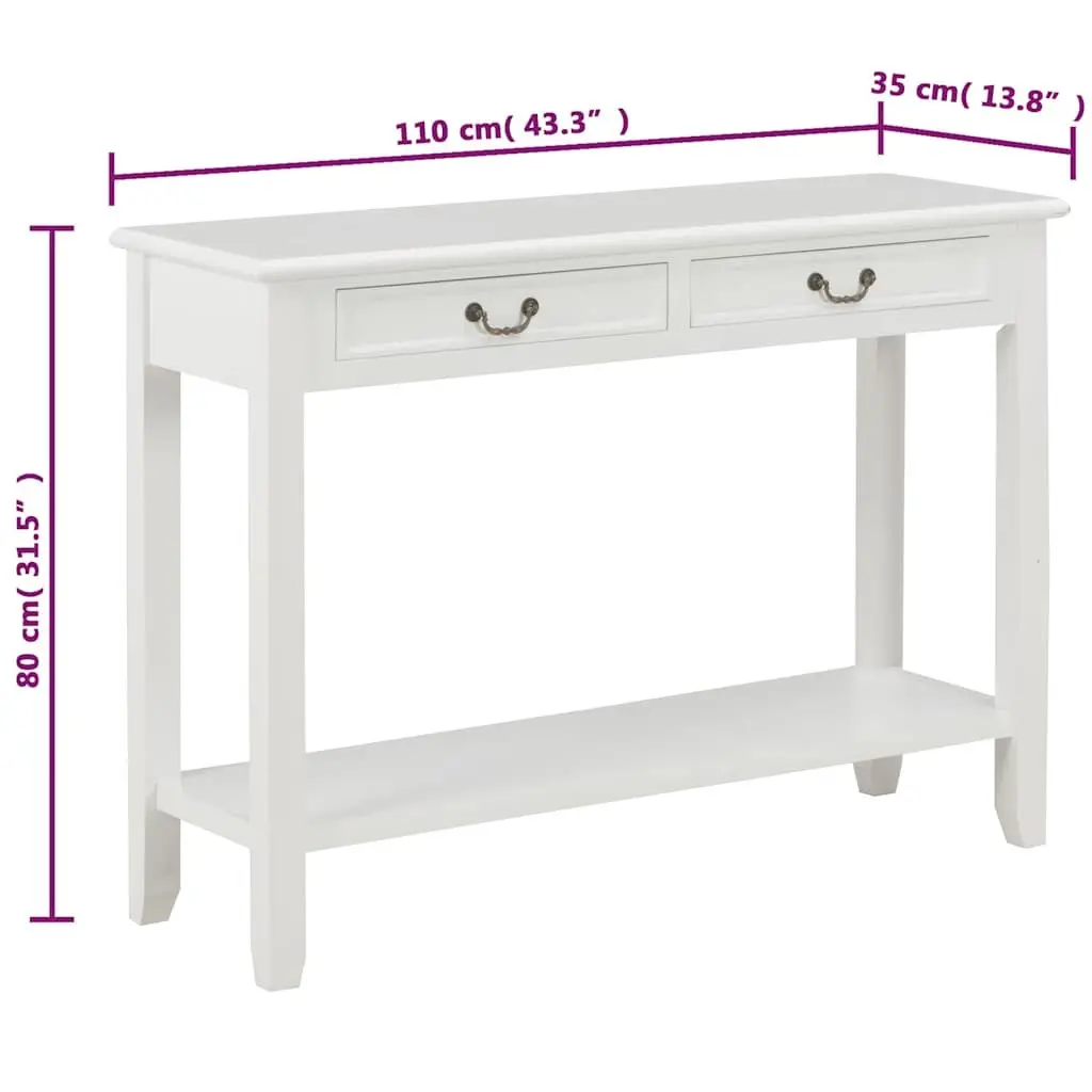 White Wooden Console Table with Drawers
