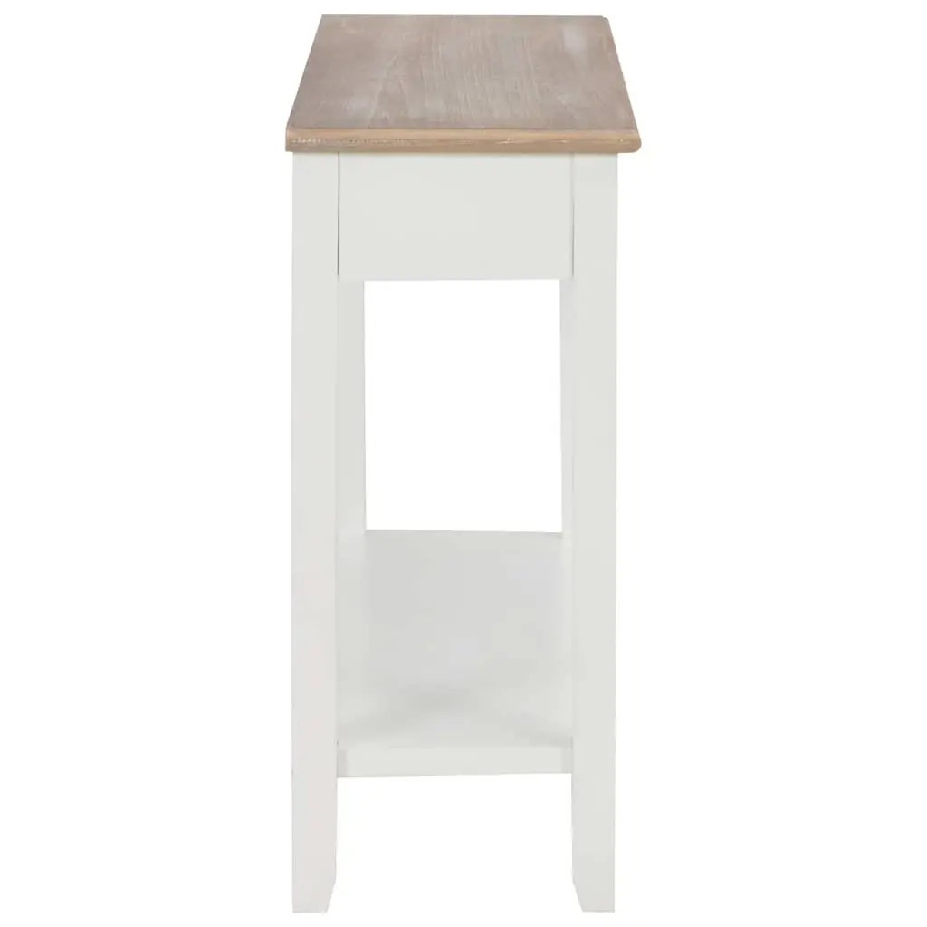 White Console Table with Drawers and Shelf
