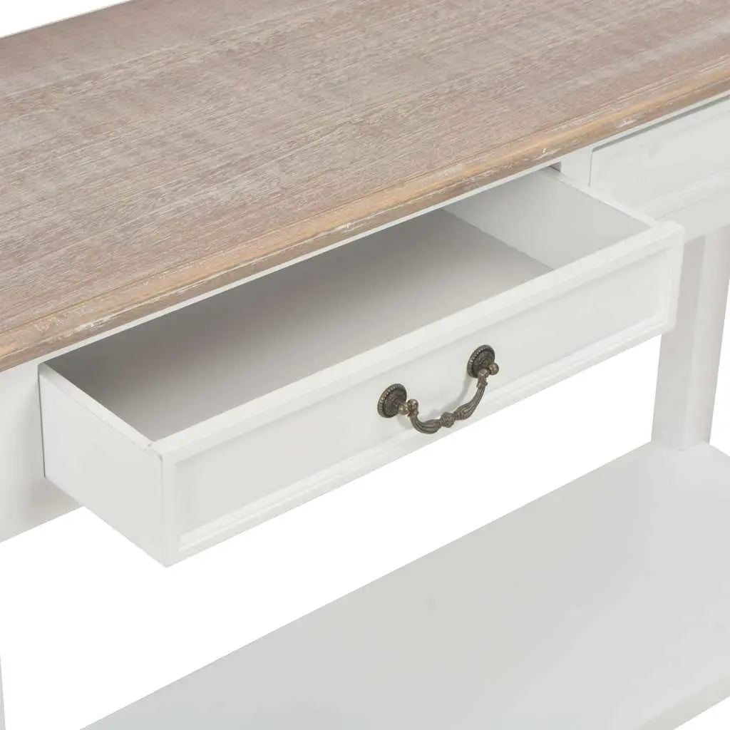 White Console Table with Drawers and Shelf