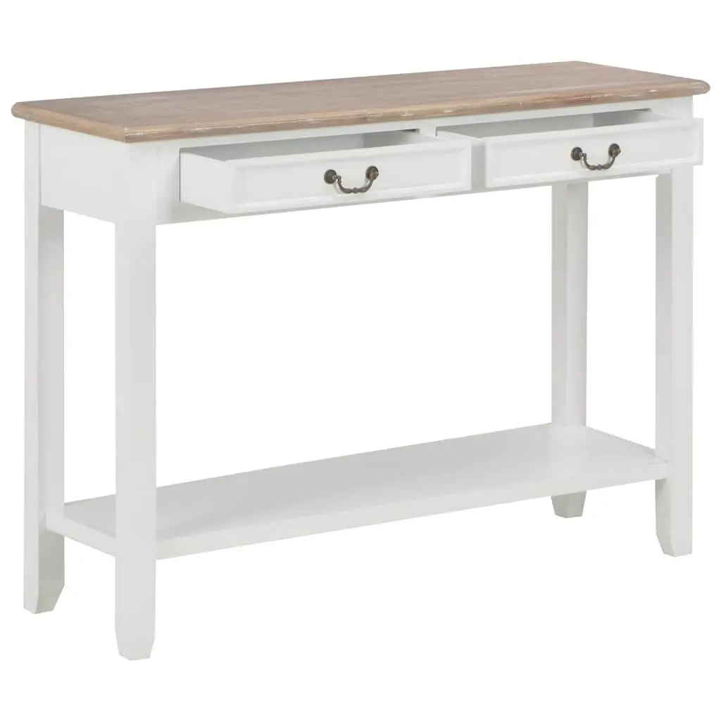 White Console Table with Drawers and Shelf