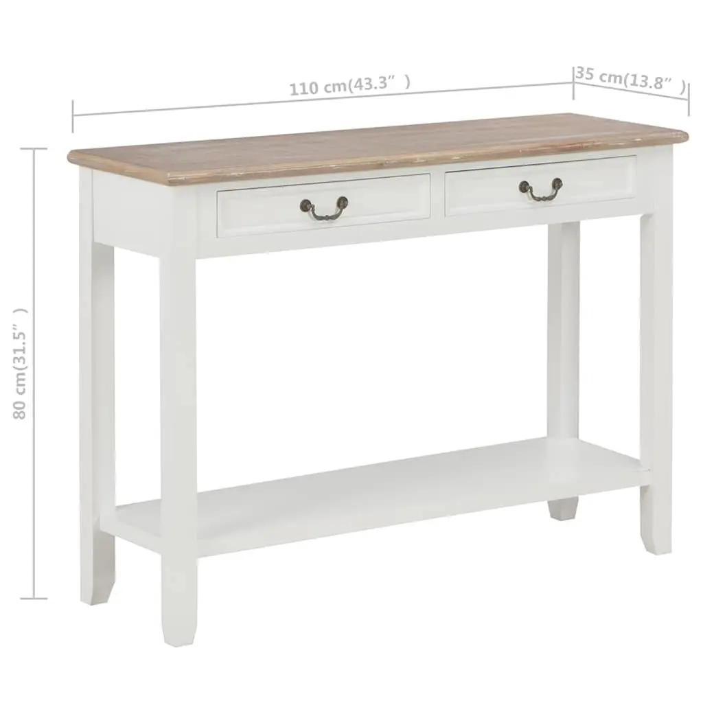 White Console Table with Drawers and Shelf