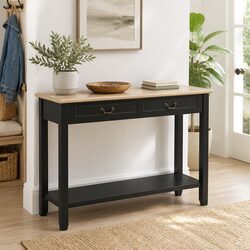 Black Wooden Console Table with Storage 110x35x80 cm