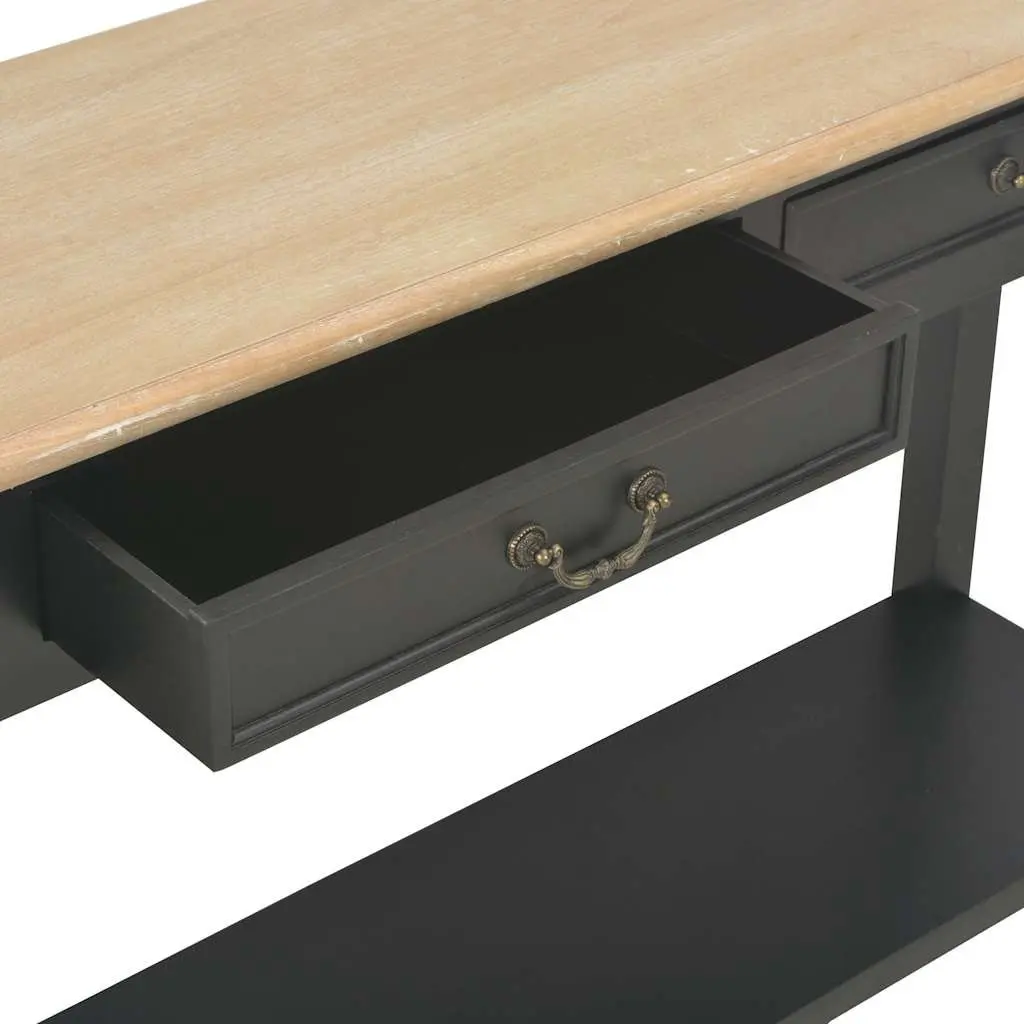 Black Wooden Console Table with Storage 110x35x80 cm