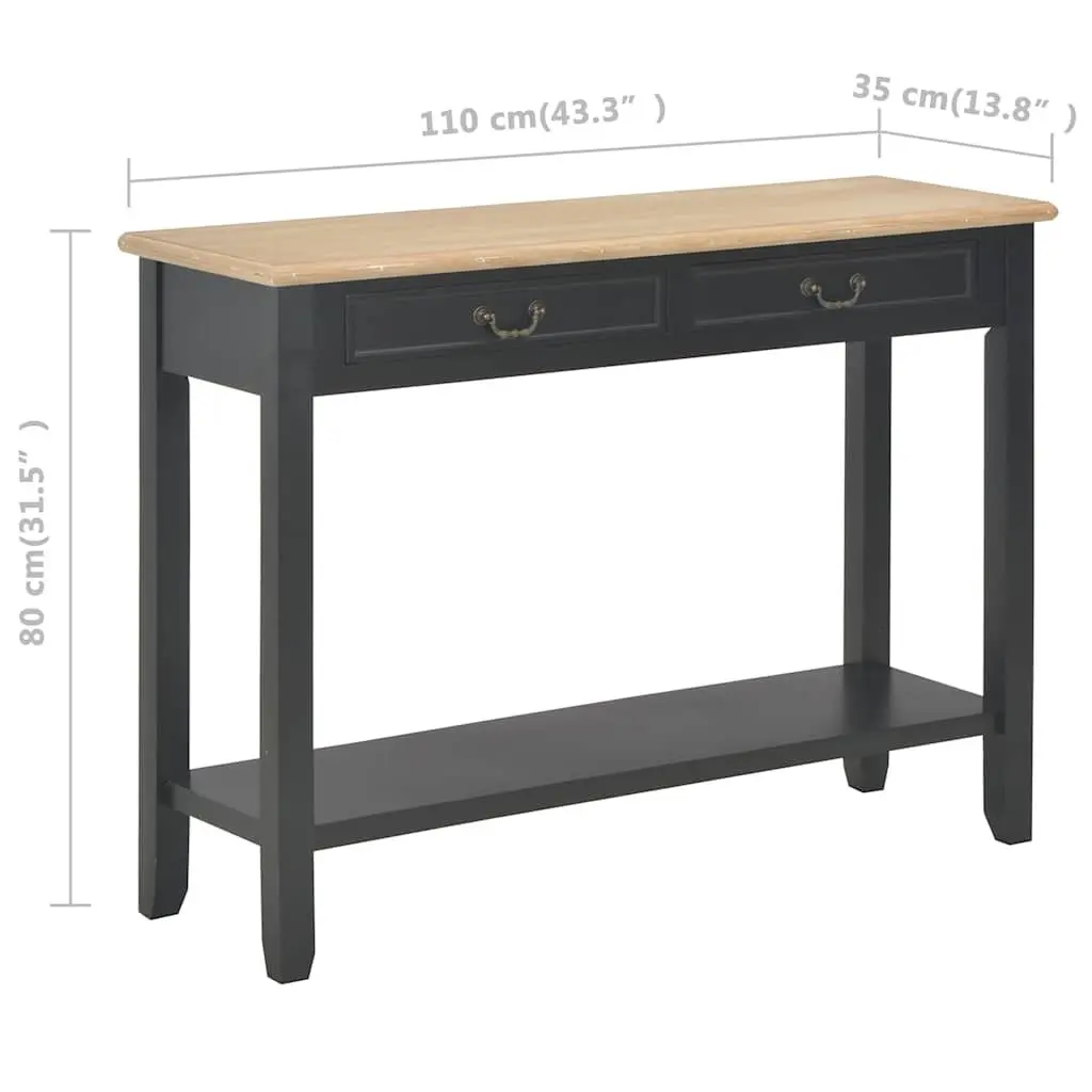 Black Wooden Console Table with Storage 110x35x80 cm