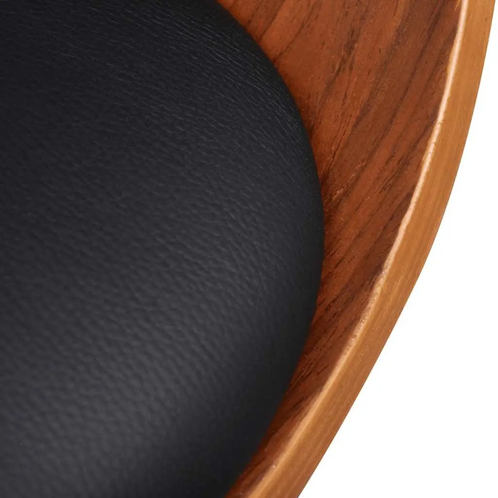 Dining Chairs Bent Wood Frame Black Faux Leather Seat 2 Piece