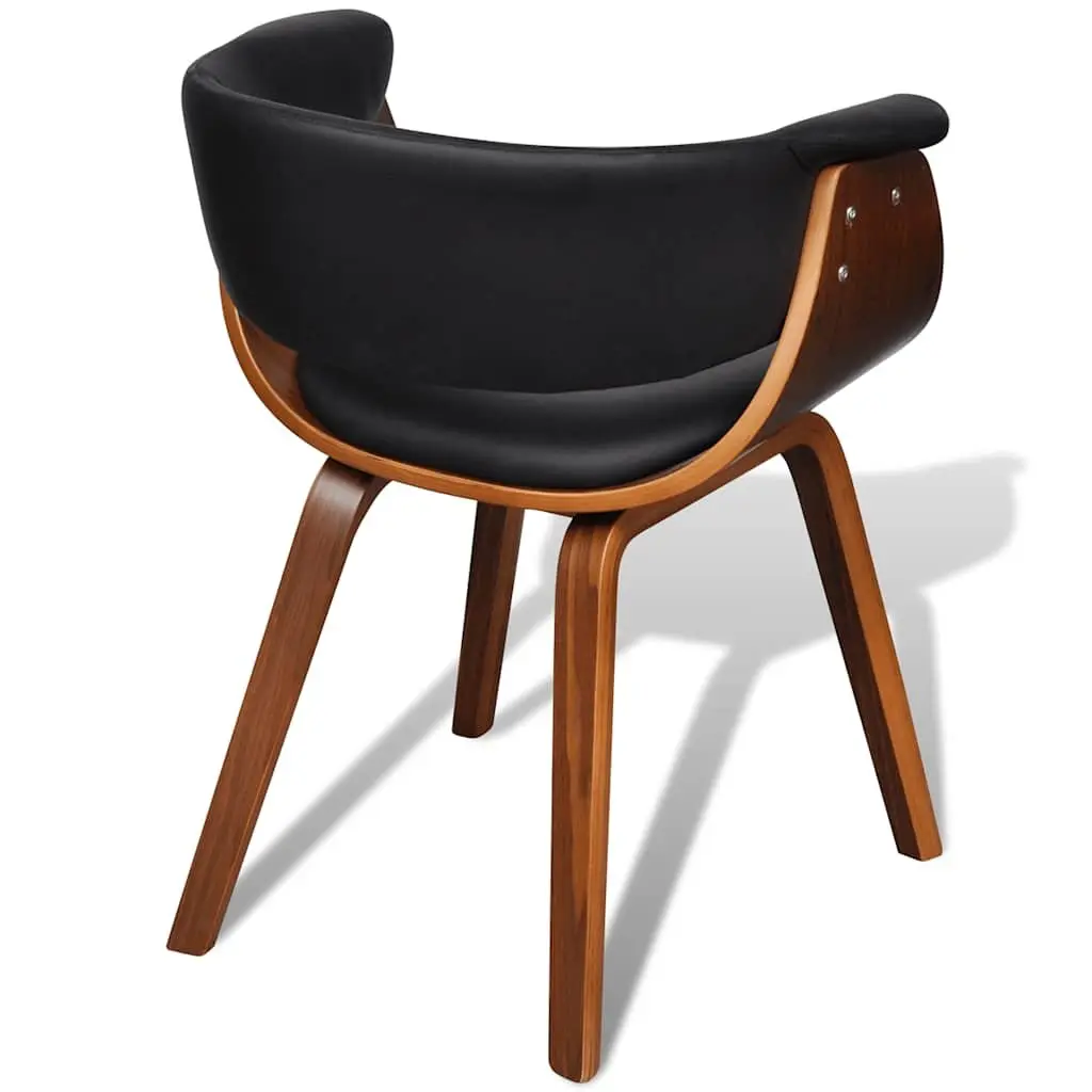 Dining Chairs Bent Wood Frame Faux Leather Padded Seat Set of 4