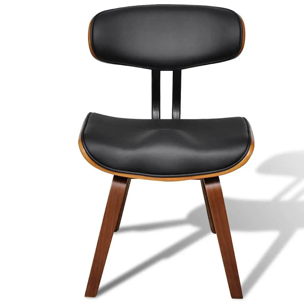 Dining Chairs Set Black Faux Leather Seat Bent Wood Frame 4 Piece