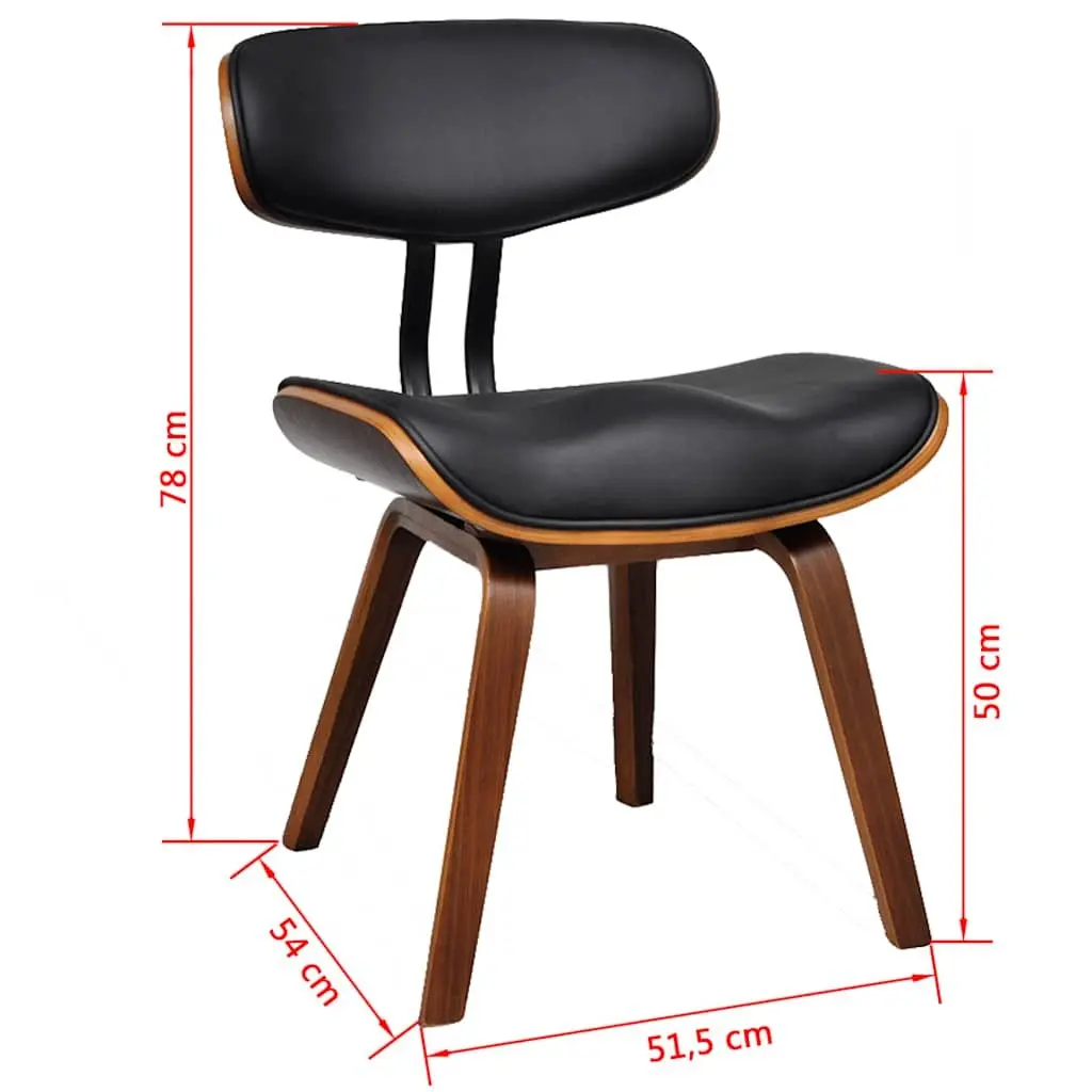Dining Chairs Set Black Faux Leather Seat Bent Wood Frame 4 Piece