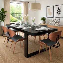 Set of 6 Black Faux Leather Dining Chairs