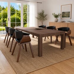 Set of 6 Black Dining Chairs with Bent Wood Frames
