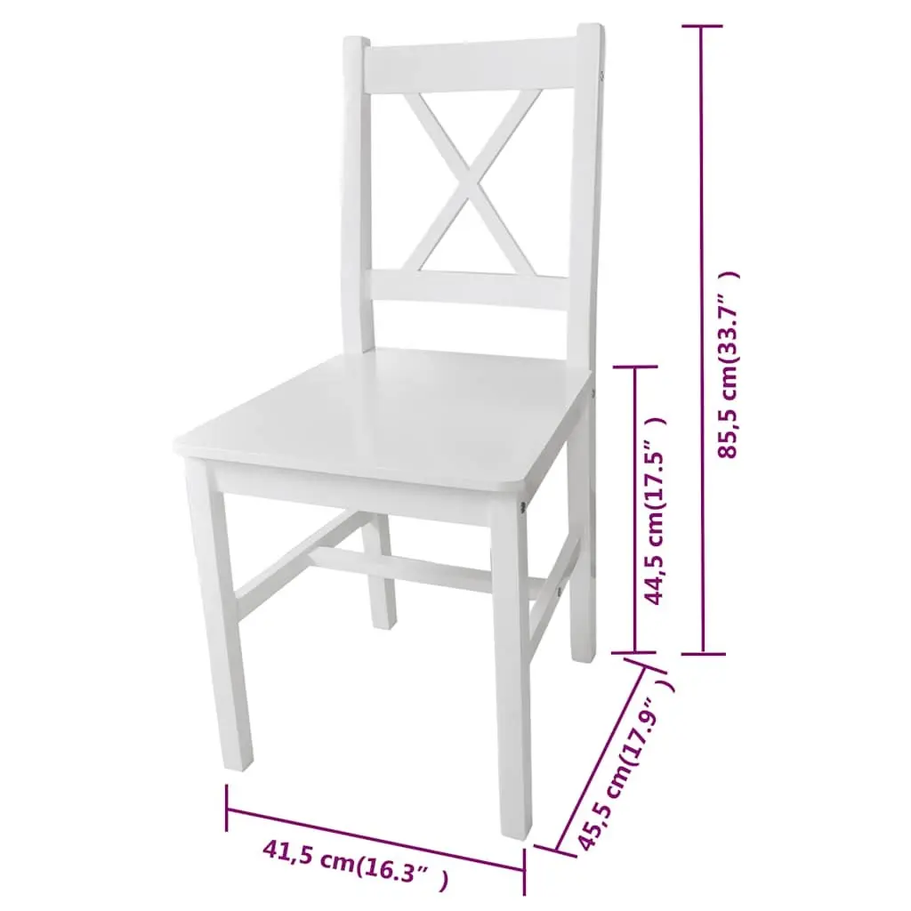 Dining Chairs White Wooden Ergonomic Set of 6