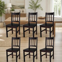 Set of 6 Brown Wooden Dining Chairs for Comfort