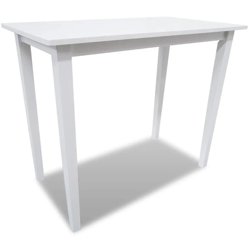 Bar Stool Set with White Finish Wooden Table and Four Foam Padded Stools for Dining Room Kitchen Furniture