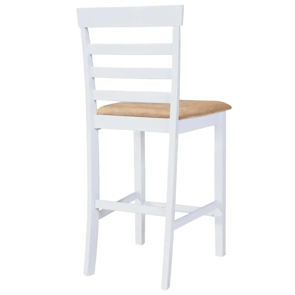 Bar Stool Set with White Finish Wooden Table and Four Foam Padded Stools for Dining Room Kitchen Furniture