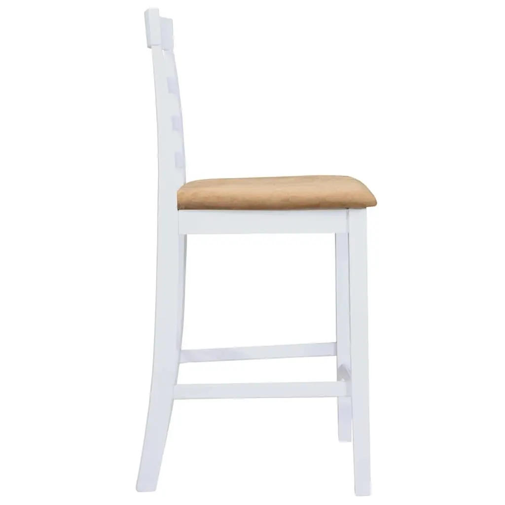 Bar Stool Set with White Finish Wooden Table and Four Foam Padded Stools for Dining Room Kitchen Furniture
