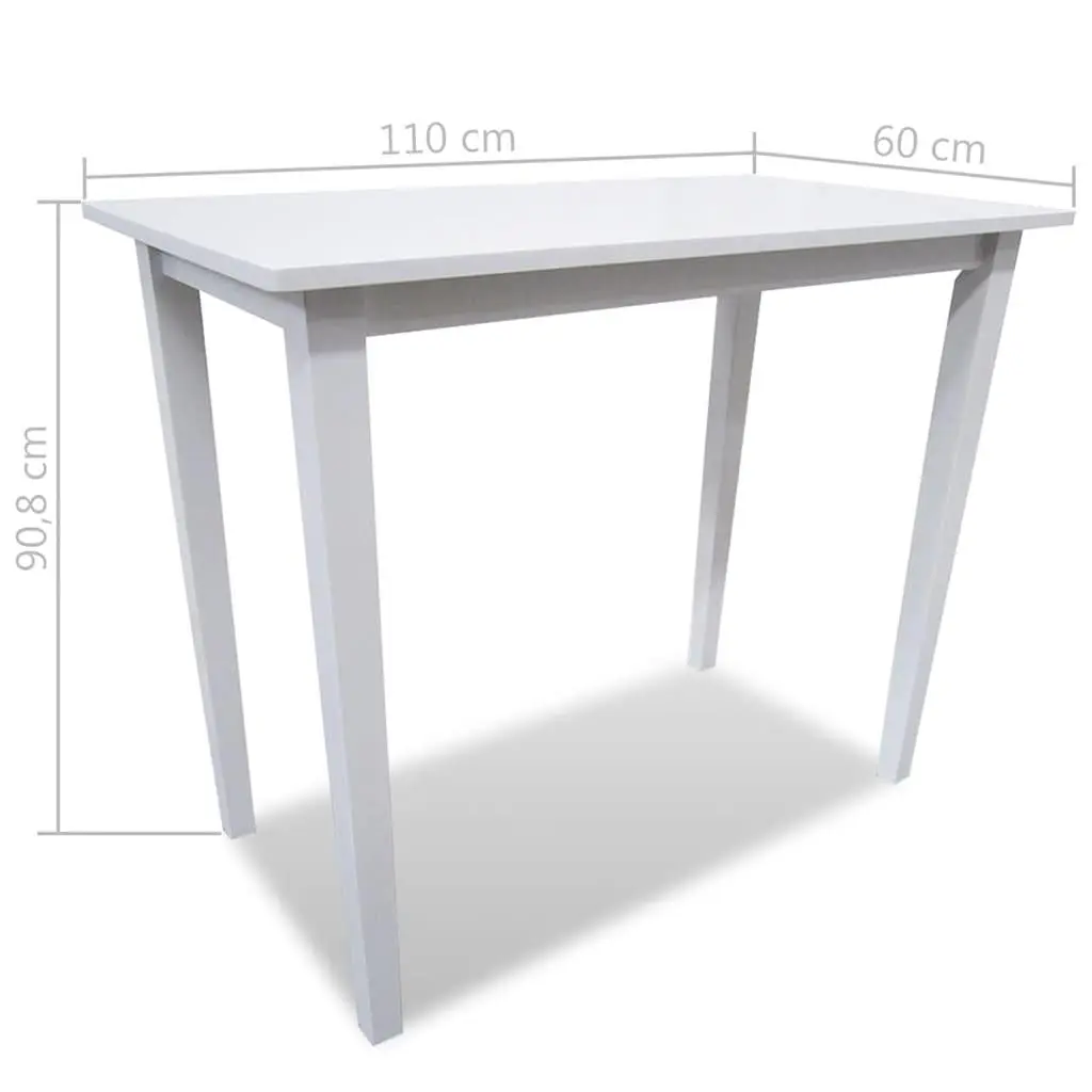 Bar Stool Set with White Finish Wooden Table and Four Foam Padded Stools for Dining Room Kitchen Furniture
