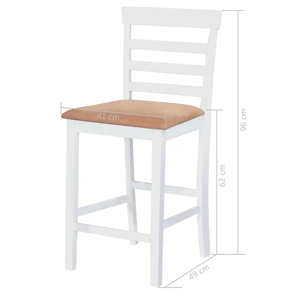 Bar Stool Set with White Finish Wooden Table and Four Foam Padded Stools for Dining Room Kitchen Furniture