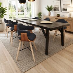 Comfortable Grey Fabric Dining Chairs Set of 6