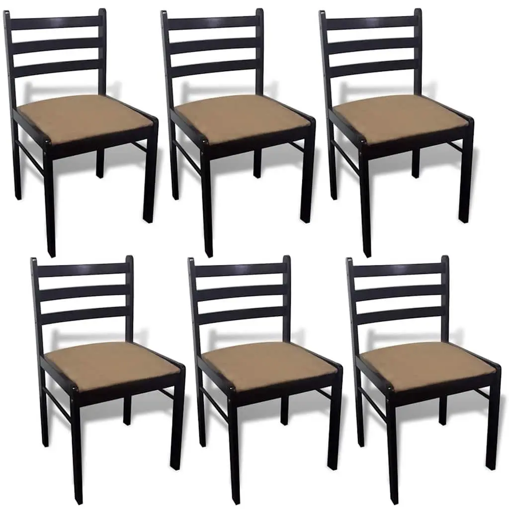 Dining Chairs Set Brown Solid Rubberwood Padded Seat Square Backrest