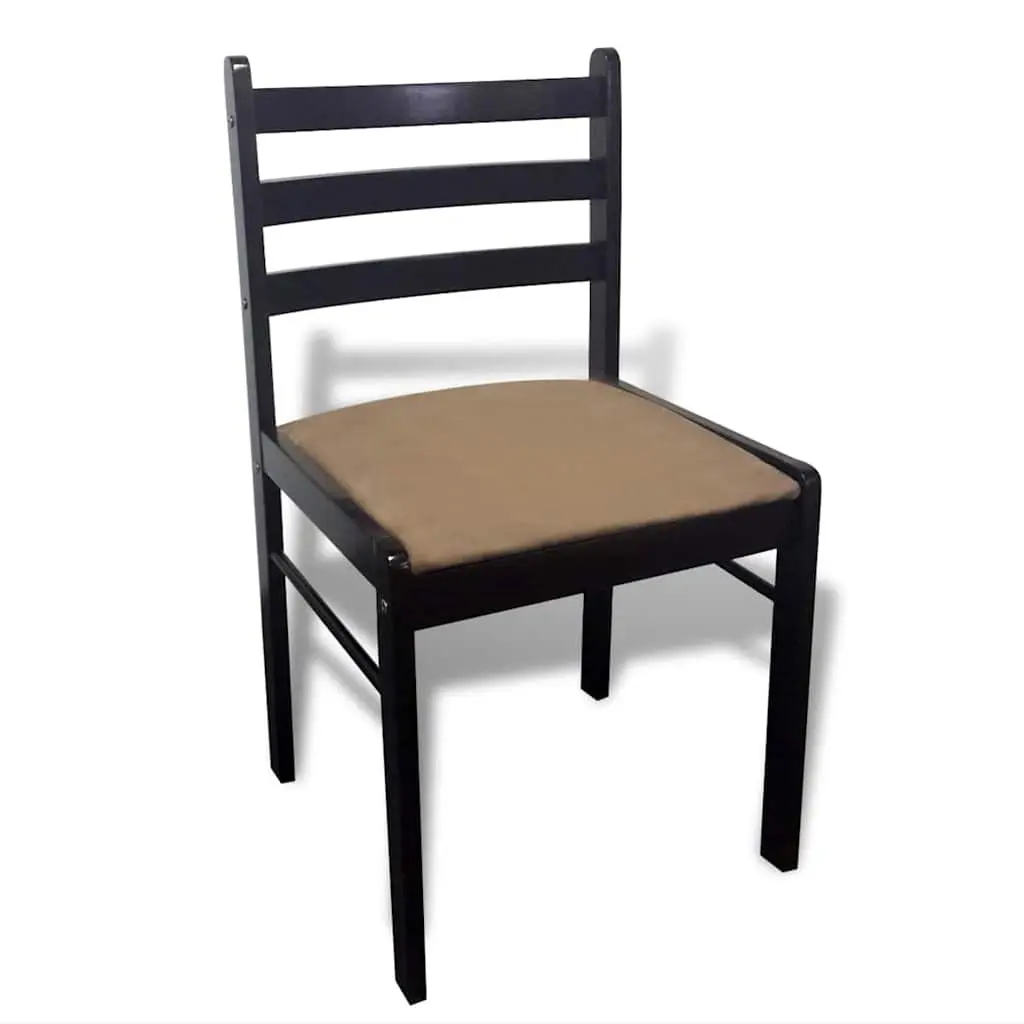 Dining Chairs Set Brown Solid Rubberwood Padded Seat Square Backrest