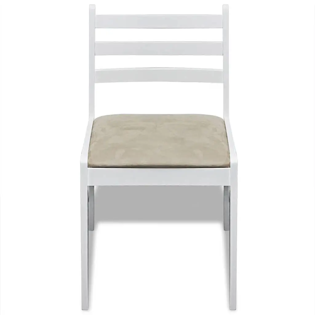 Dining Chairs Set White Square Backrest Padded Seat Rubberwood 6 Piece