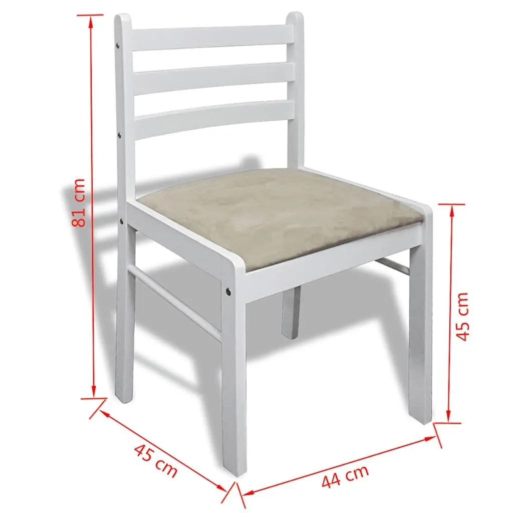 Dining Chairs Set White Square Backrest Padded Seat Rubberwood 6 Piece