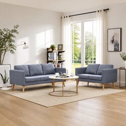 Grey Fabric Sofa Set: 2-Seater and 3-Seater