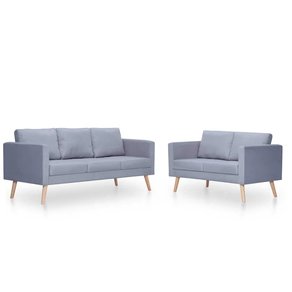 Grey Fabric Sofa Set Living Room 2-Seater 3-Seater Couch Thickly Padded Cushions