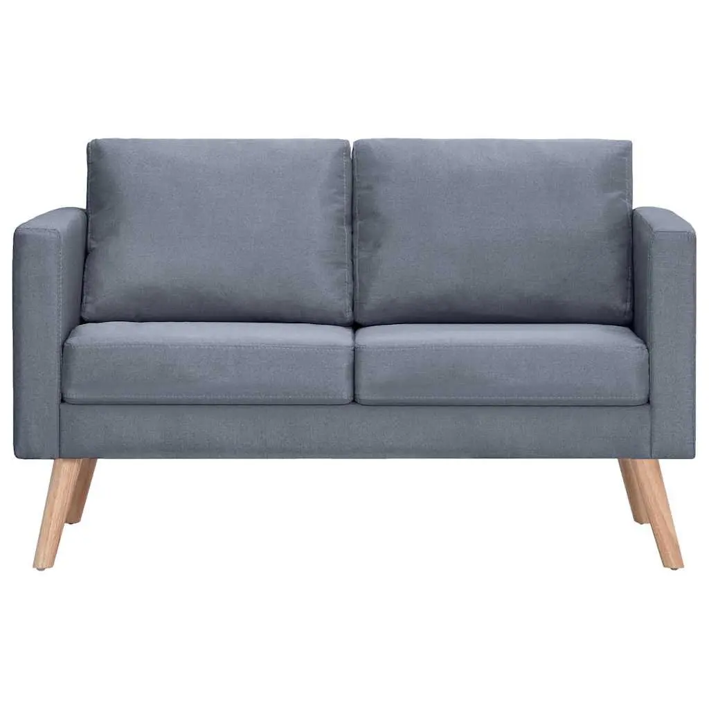 Sofa Set Grey Fabric 2-Seater 3-Seater Padded Cushions Wooden Frame Living Room Couch