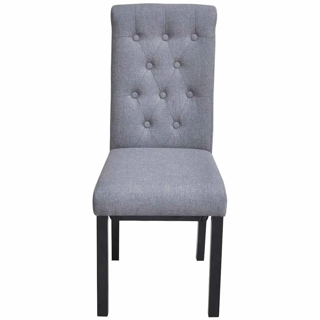 Dining Chairs Light Grey Upholstered 4 Piece Wooden Legs