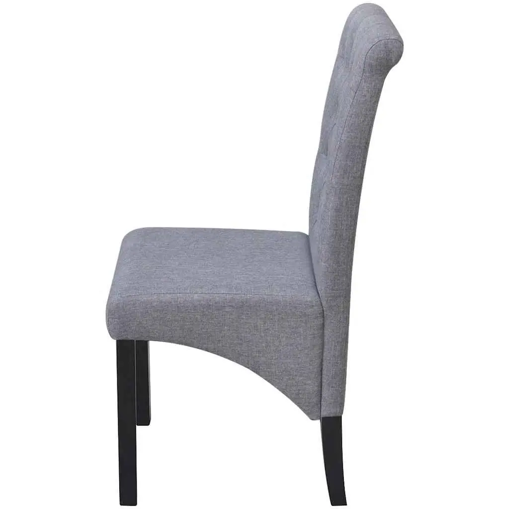 Dining Chairs Light Grey Upholstered 4 Piece Wooden Legs